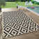 Geometric Black and Beige Outdoor Rugs with Cross Pattern