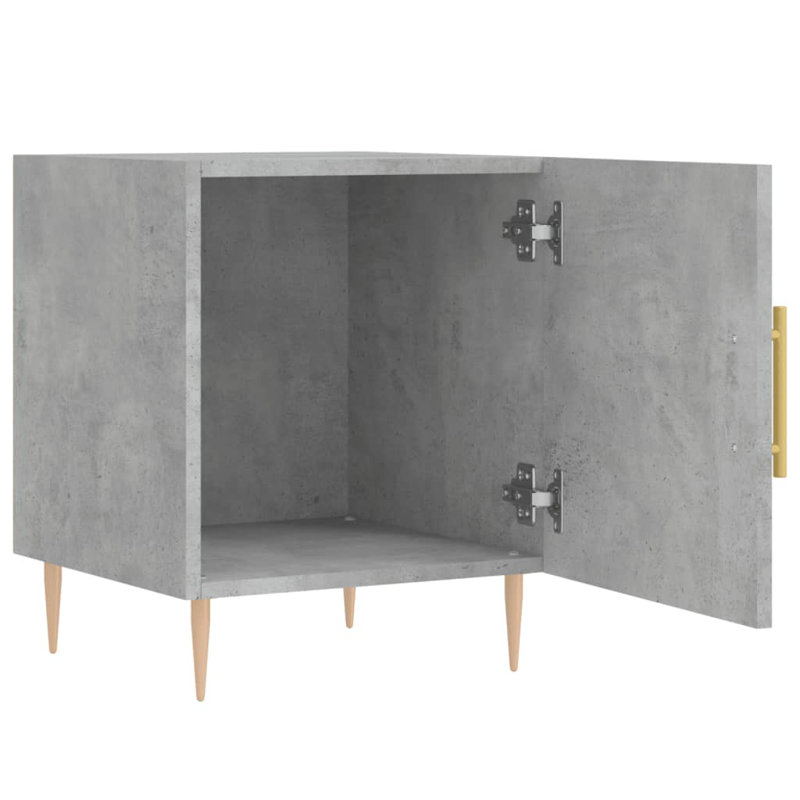 Bouzov 40 cm W Iron Bedside Table, Concrete Grey