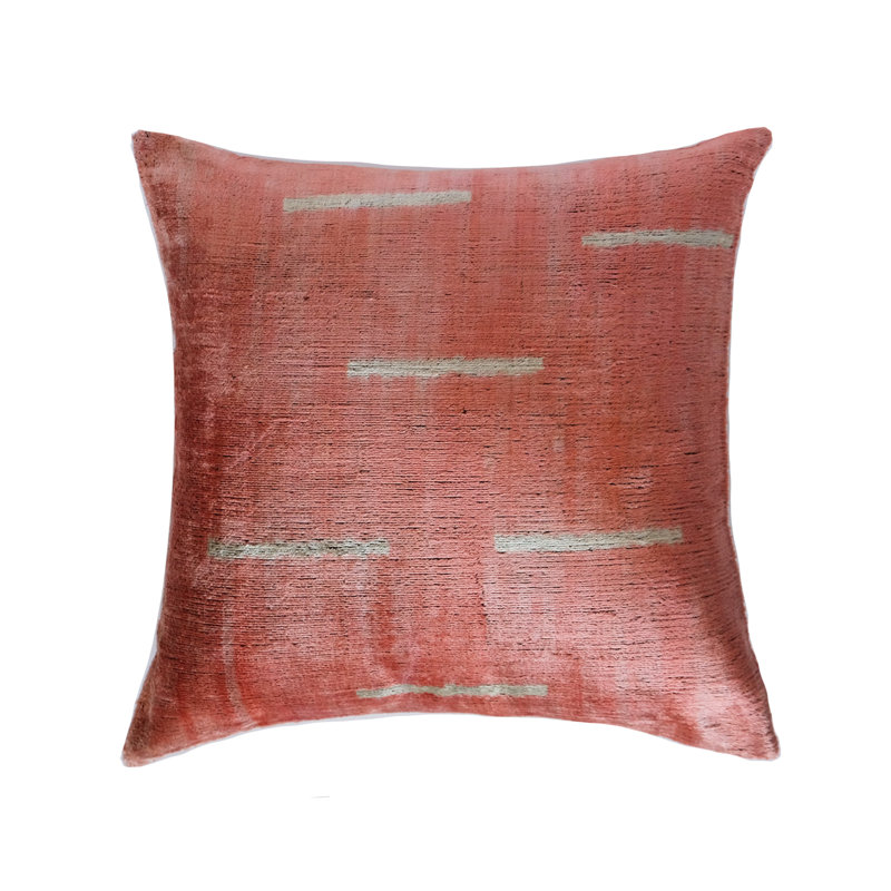 Kara Feather Throw Pillow, Pink Ikat 1, 20" x 20"