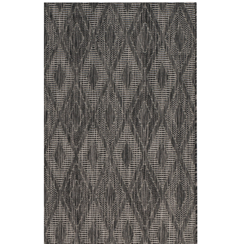 Ajacia Geometric Black Indoor/Outdoor Area Rug, Rectangle 6'7" x 9'6"