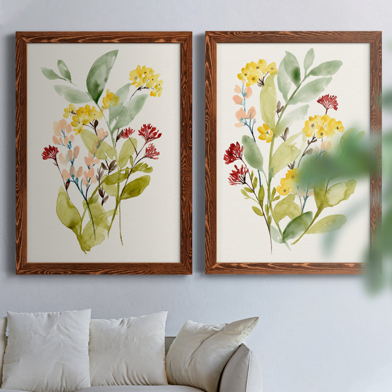 Spring Sprigs I - ensemble de 2 peintures sur toile encadrées, H 31,5 po x l 47 po x P 1,5 po, Brun