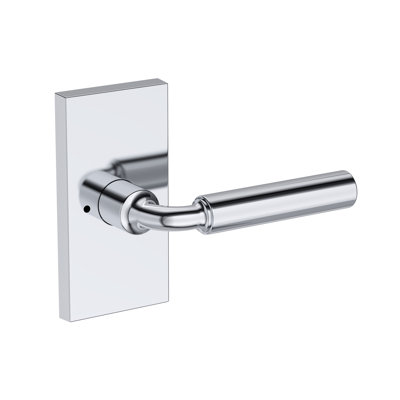 La Conner Privacy Lever with Contemporary 5in Rose in Unlacquered Brass