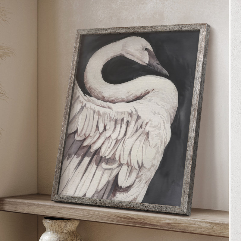 Swan Dance I, reproduction encadrée - bois massif, H 11 po x l 9 po