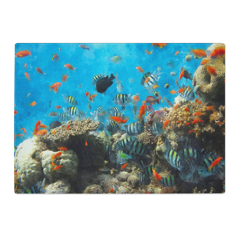 Coral Reef and Fish Vol.2 Painting Chopping Board, 0.4cm H x 20cm W x 28.5cm L