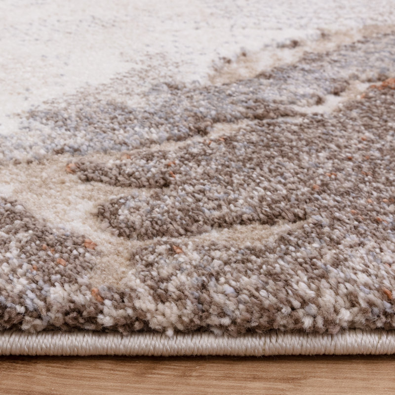 Decara Blue Abstract High-Low Rust/Grey Area Rug, Rectangle 200 x 290 cm