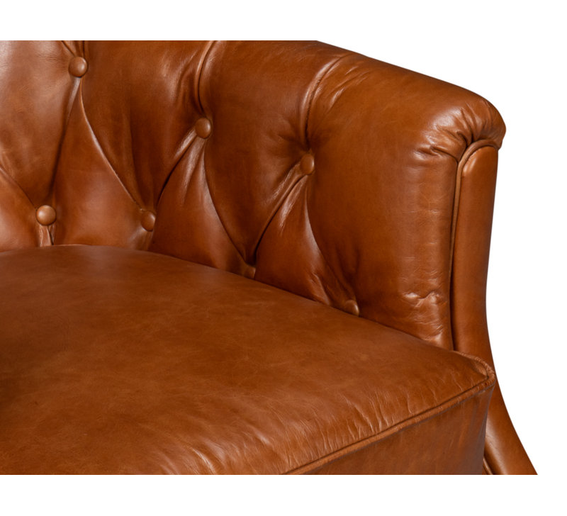 Coolidge Swivel Club Chair, Havana Brown Genuine Leather