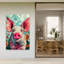 Art souriant, cochon souriant dans des fleurs-129142793