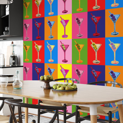 Martini Glasses Pop Art Wallpaper