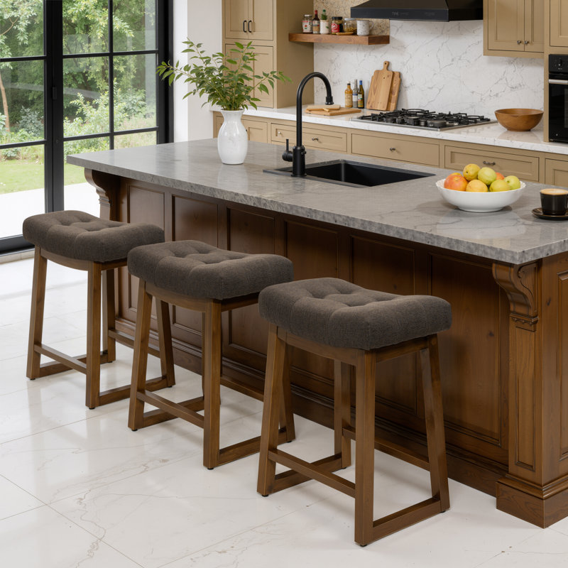 Tabouret de bar 24 po Cindina, Lin brun / bois
