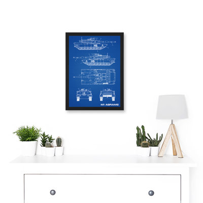 M1 Abrams American Main Battle Tank Blueprint - Single Picture Frame Print