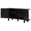 Buffet en pin avec tablette extensible incurvée à deux niveaux, buffet moderne du milieu du siècle avec portes à texture ondulée verticale, grande table basse pour salle à manger et cuisine-491794589