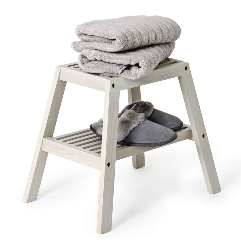 Belinda Solid Wood Accent Stool, Oyster White