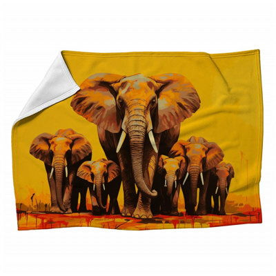 Elephant Animal Machine Printed Throw Blanket