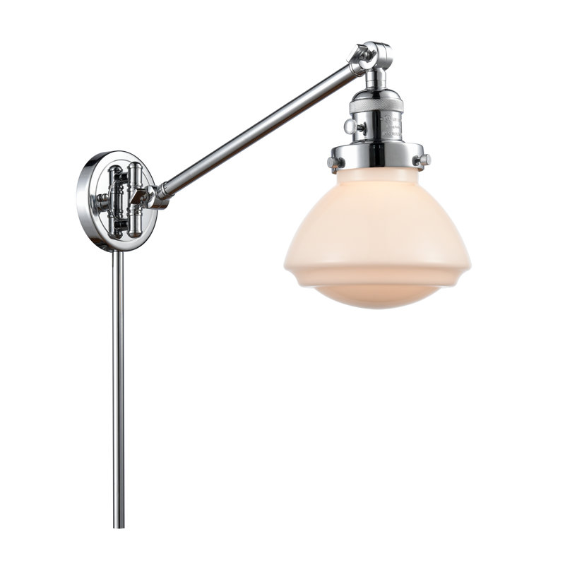 Lampe murale avec bras pivotant 1 lumière Chesterville, Incandescent, Blanc mat, Chrome poli