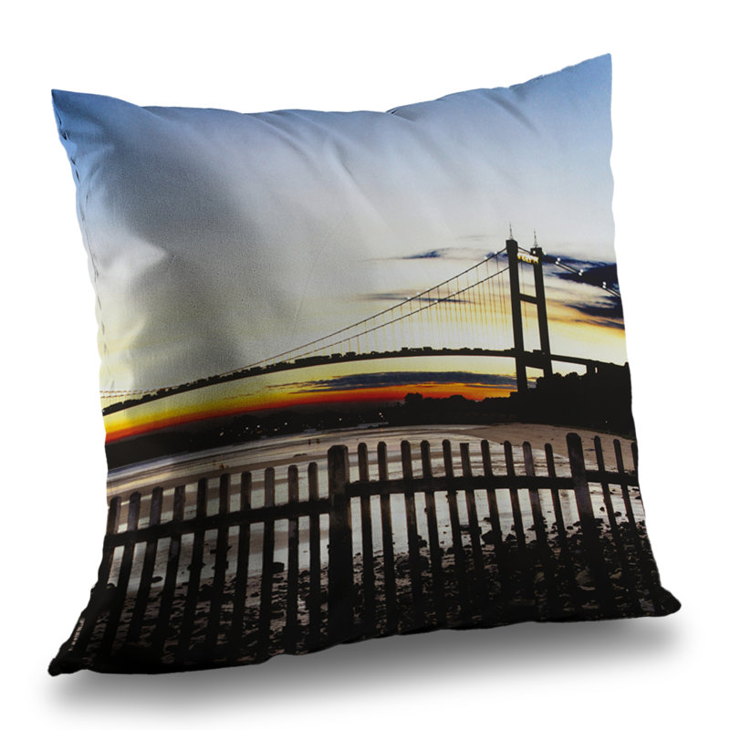 Bridge by sunset - poly twill throw pillow – Poly Twill Throw Pillow with Insert, Double-Sided Print
