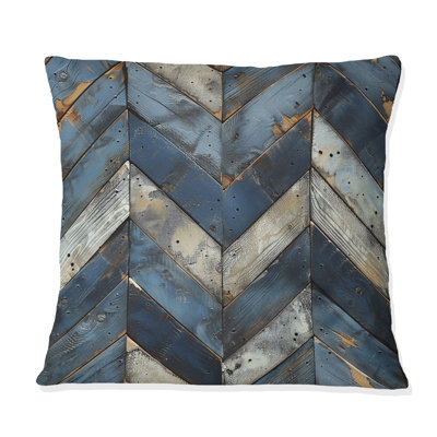 Navy Blue And Silver Reclaimed Wood - Farmhouse Pillow