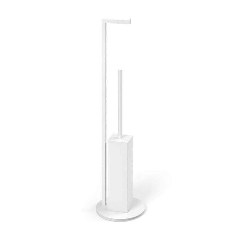 Gerla 30" Metal Toilet Brush Set, Glossy White