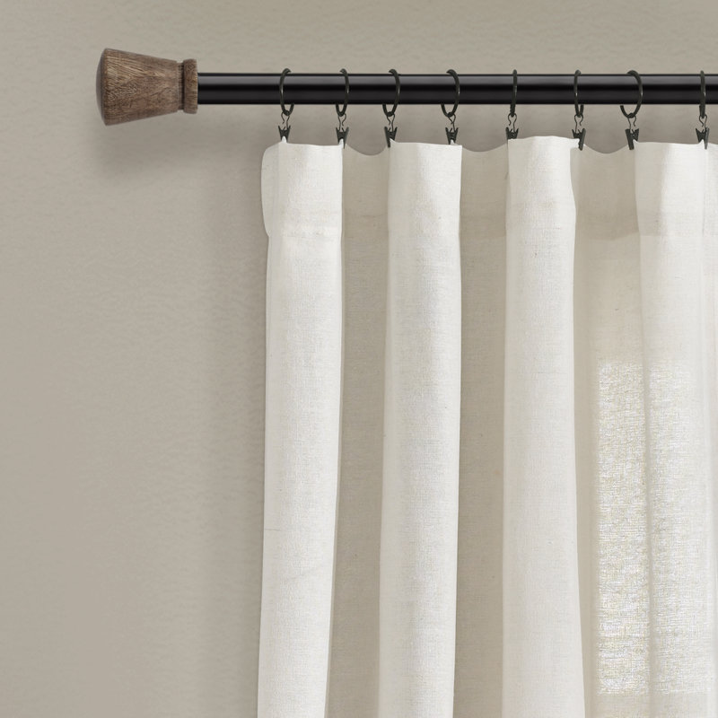 Off White Linen Blend Pleated Rod Pocket Window Panel