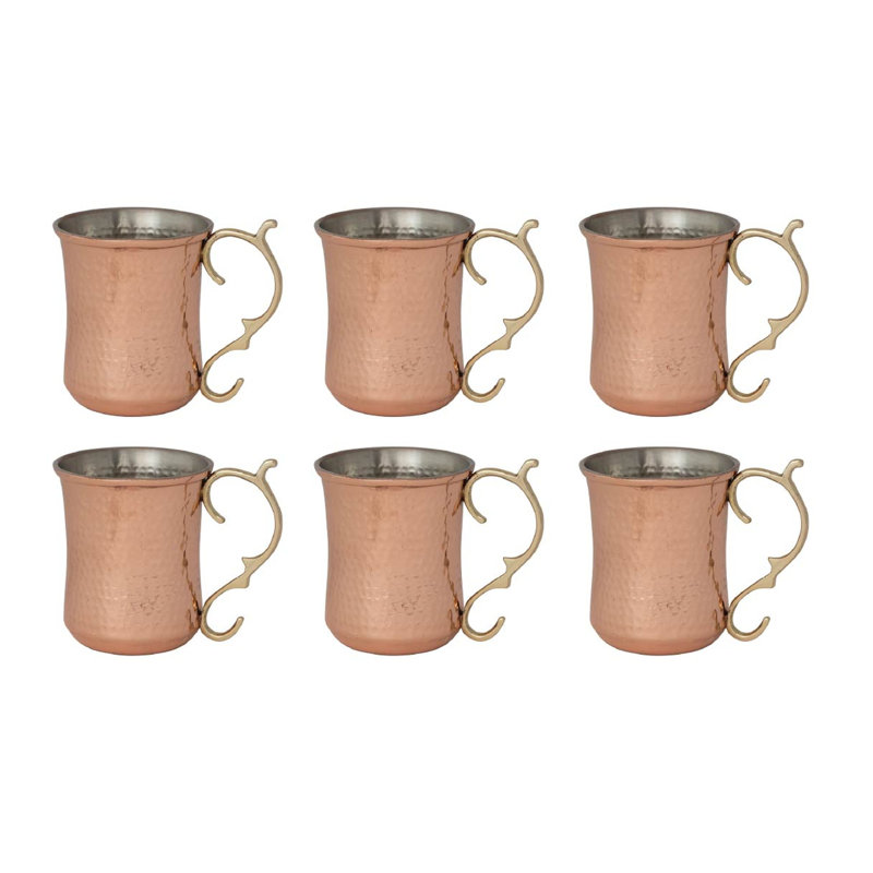Tasse en acier inoxydable martelé, Ensemble de 6