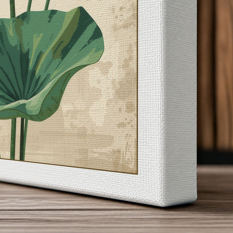 Lotus in Bloom Botanical - Wrapped Canvas, 36x24 - 91.4 x 61.0 cm, White Border