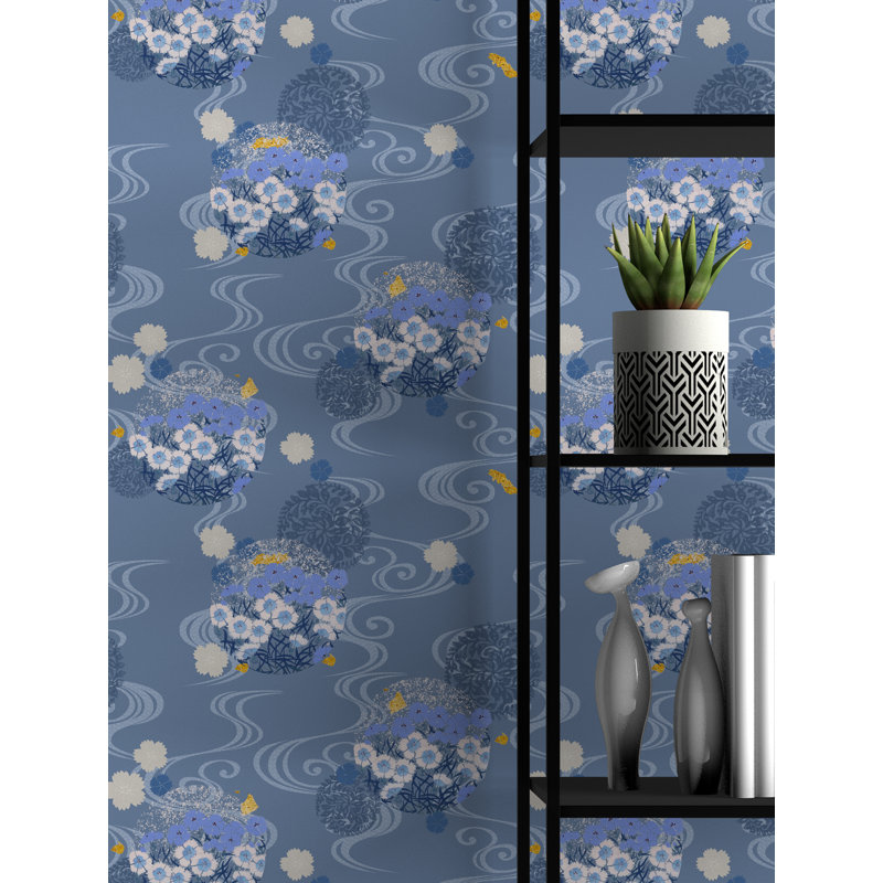 Yuki Osada Floral Wallpaper Double Roll, Blues