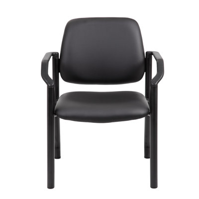 Theo Guest Chair With Modern Steel Frame, Black Antimicrobial Vinyl