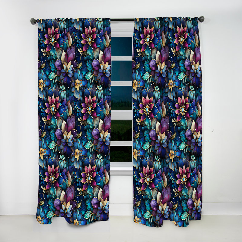 Motif marocain Boho - rideau floral - rideau floral obscurcissant - 1 panneau, L 52 po x L 108 po