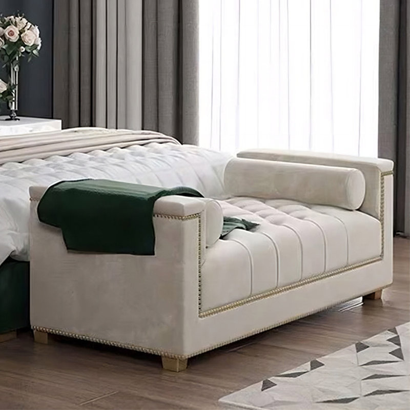Banc rembourré beige, Beige