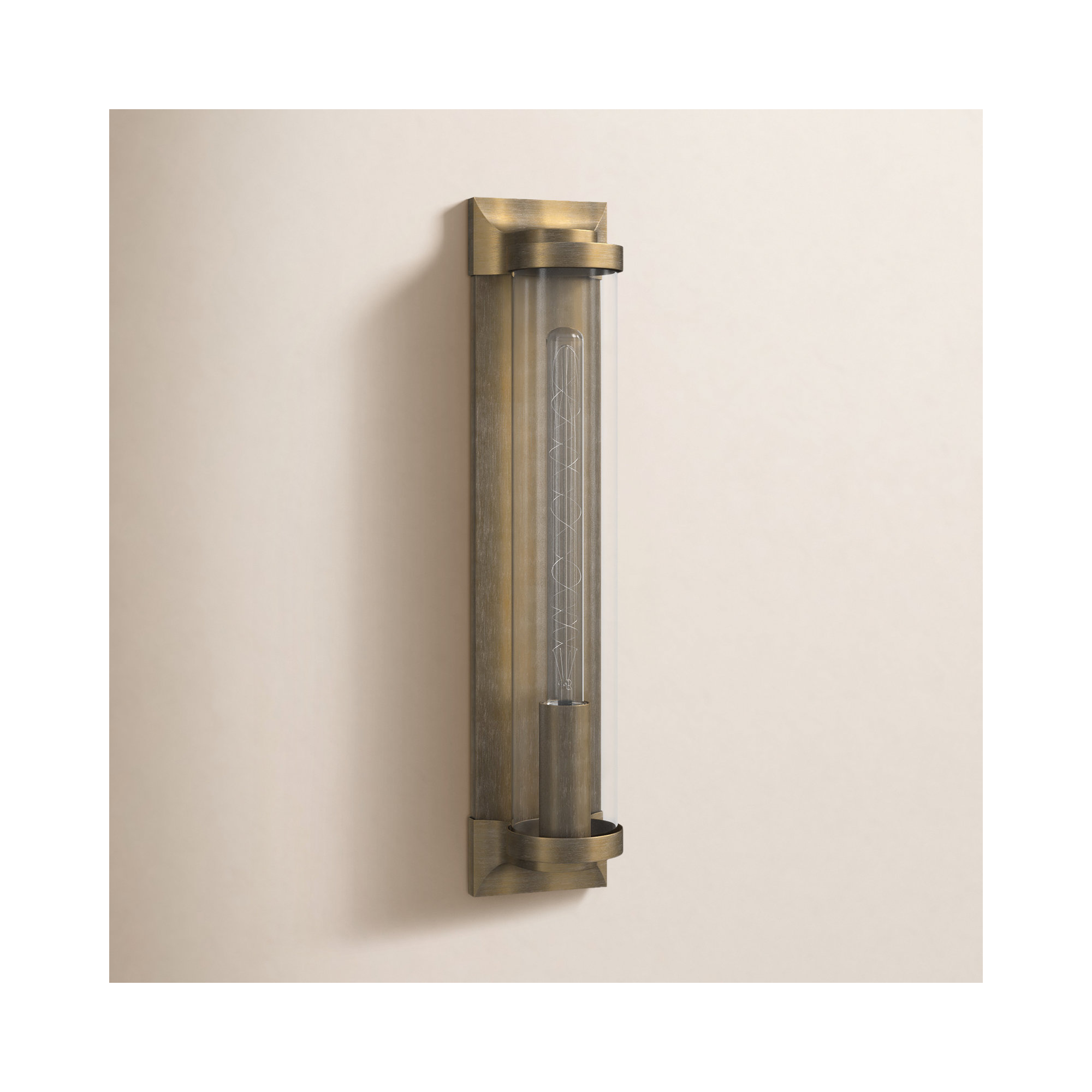 Jill Single Light Cylinder Outdoor Aluminum Wall Light, 22" H x 4.5" W x 4.5" D, Burnished Bronze