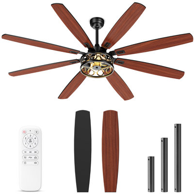 Ventilateur de plafond 72 po à 8 pales 72 pouces avec télécommande, moteur à courant continu réversible 6 + 1 vitesse