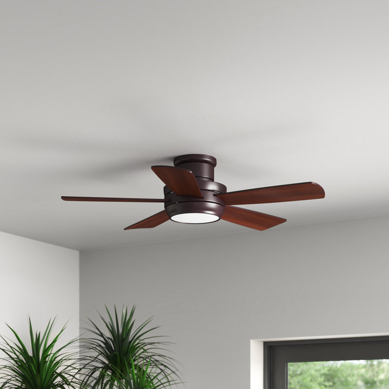 Tempo 44-Inch White Low Profile Ceiling Fan with LED Light and Remote