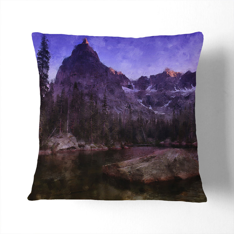 Eagle Peak Mountain Square Throw Cushion, 40cm H x 40cm W x 15cm D, Black