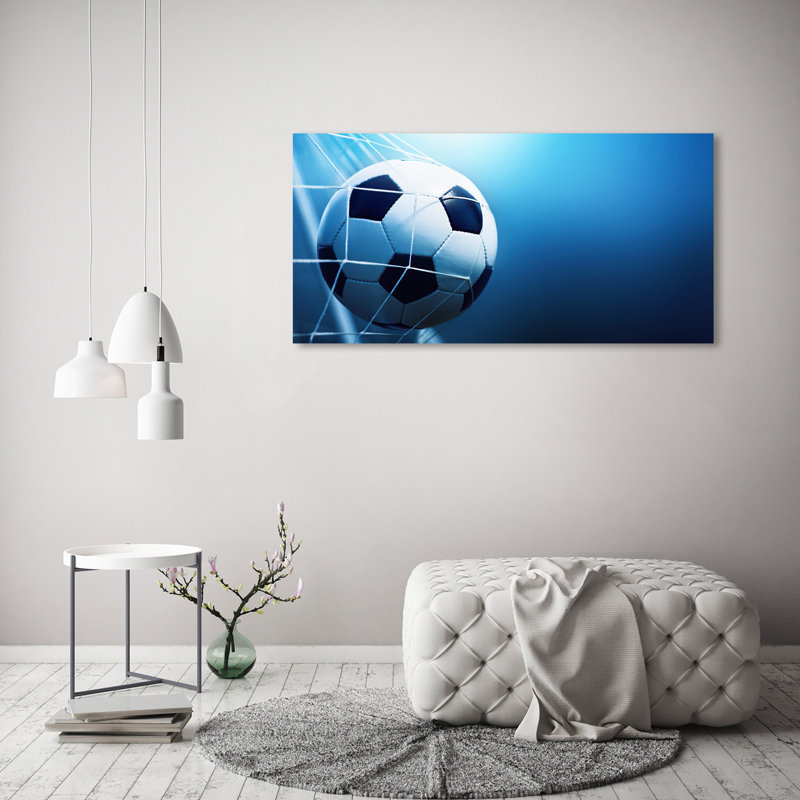 Ball In The Goal - No Frame Print on Canvas, Wrapped Canvas, 60cm H x 120cm W