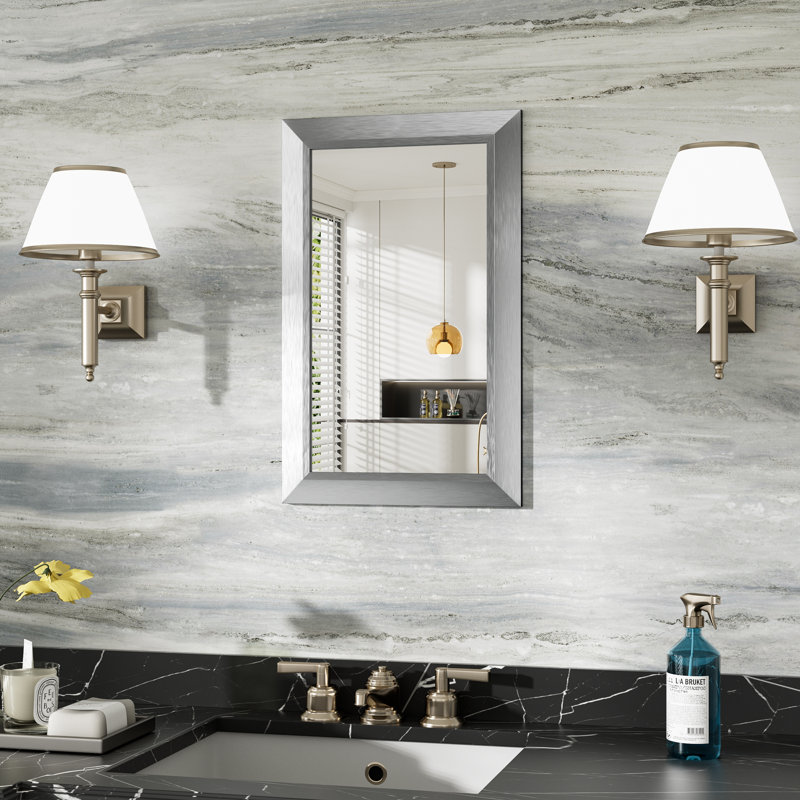 Miroirs de salle de bain modernes et contemporains en métal biseauté rectangulaire / carré avec verre trempé HD