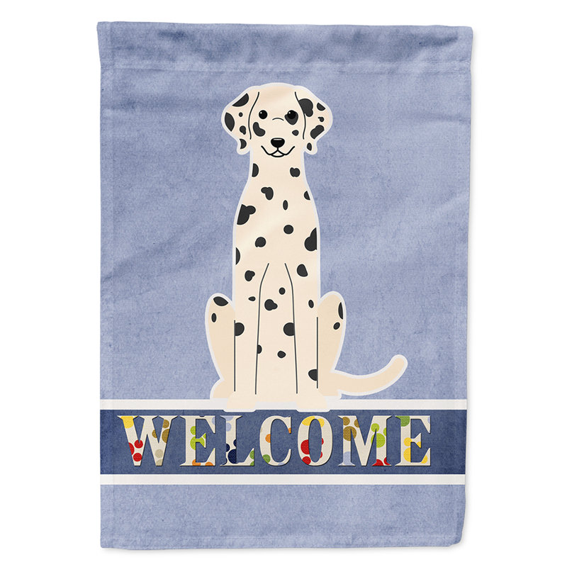 Polyester 2 côtés 40 x 28 po welcome drapeau maison, Dalmatien assis