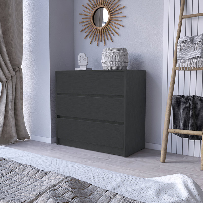 Commode à trois tiroirs, Noir