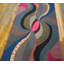 Petit tapis en laine crocheté à motif crocheté antique multicolore des années 1940