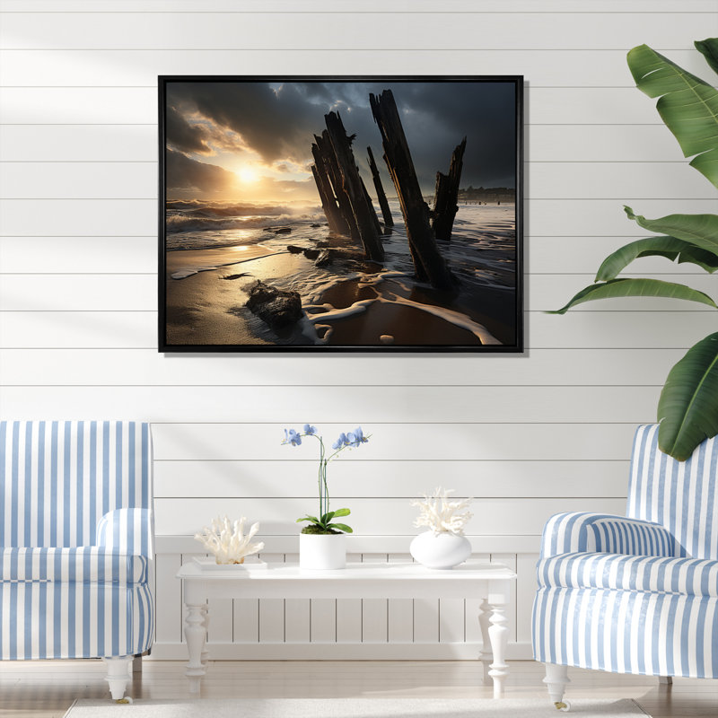 «Beach Photo Rockies IV» sur toile, H 30 po x l 40 po x P 1,5 po, Cadre flottant noir