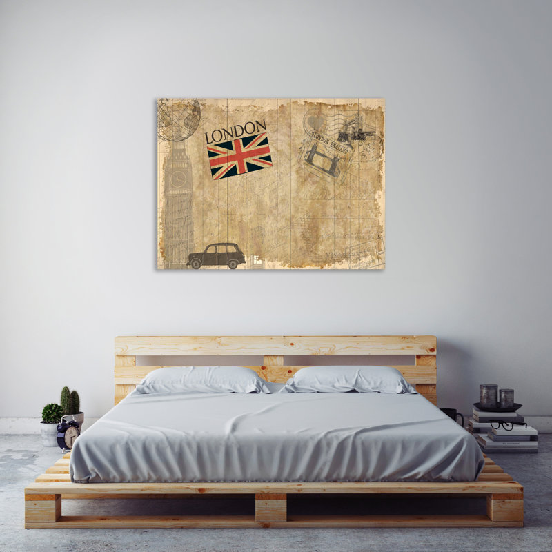 Postcard London 1 Piece Wrapped Canvas Wall Art, 30cm H x 41cm W x 4cm D