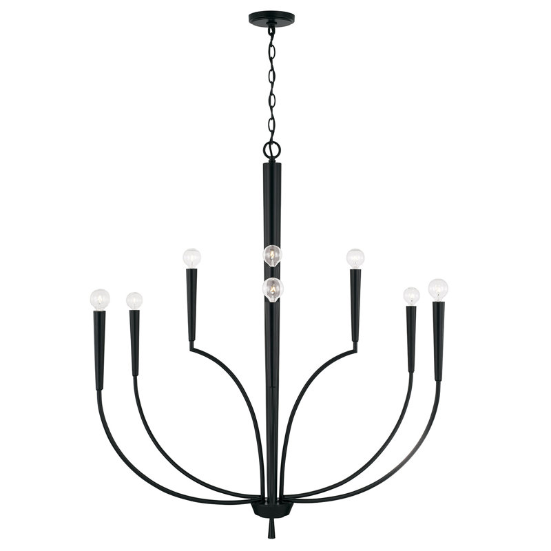 10 - Light Dimmable Classic / Traditional Chandelier, Matte Black