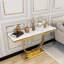 Console de luxe avec base en U en métal et plateau à texture brillante-1581396827