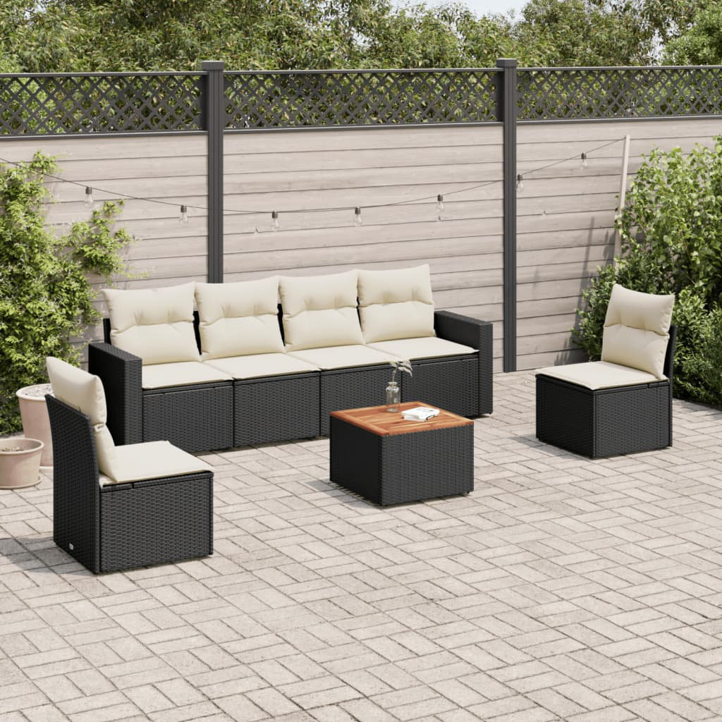 6-Sitzer Wicker-Lounge-Set mit Polster