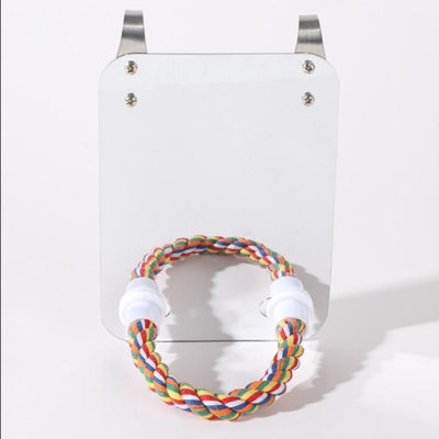 Miroir oiseau pour cage avec perchoirs en corde de perroquet