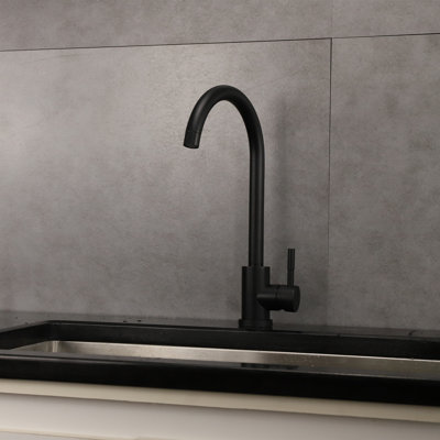 Single Handle Kitchen Faucet , Black Finish