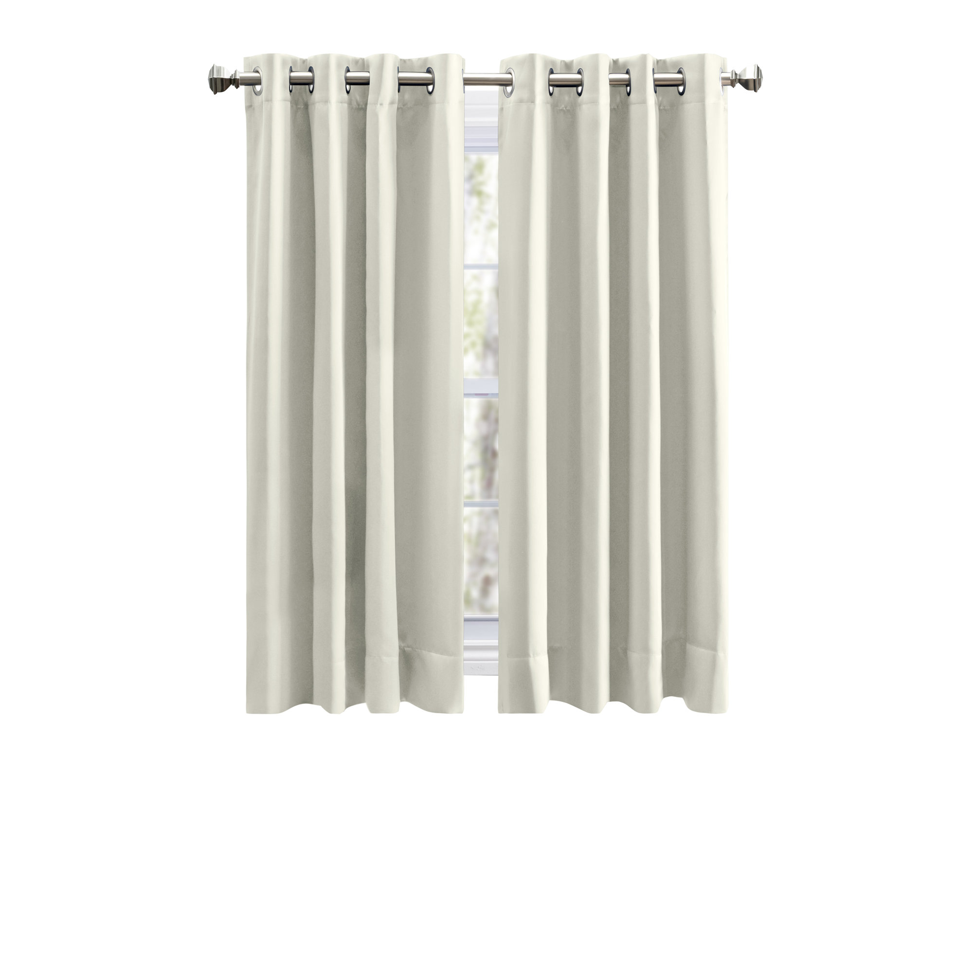 Ardelle Blackout Polyester Curtain, 56" W x 45" L, Ivory with Brushed Nickel Grommets