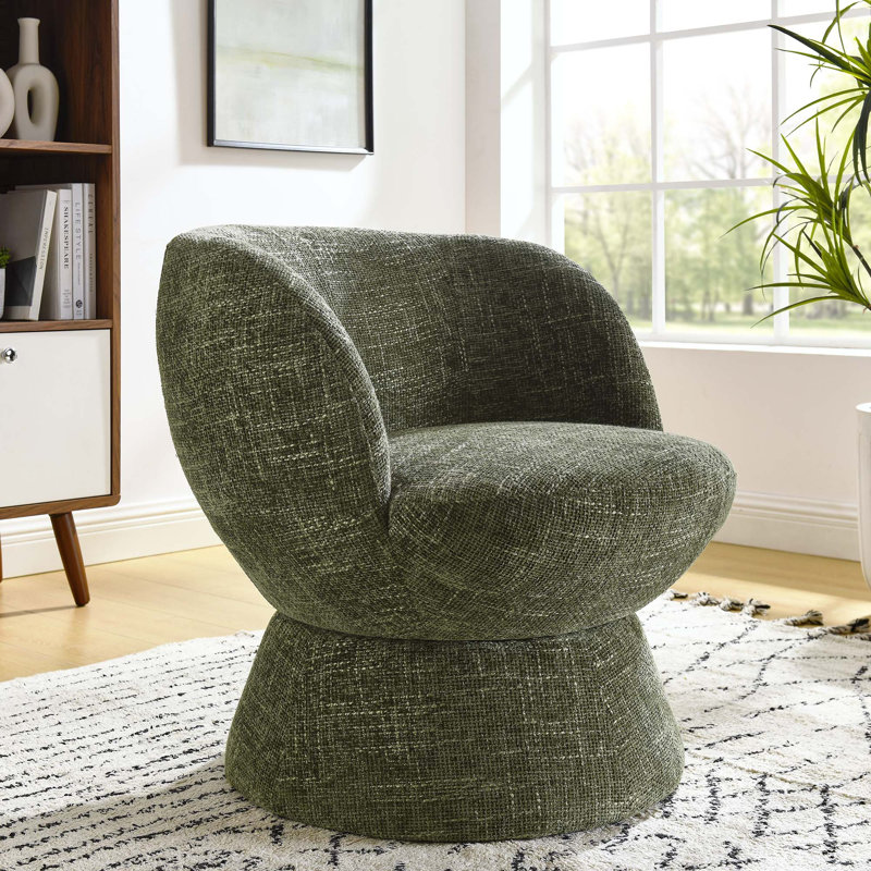 Chaise pivotante rembourrée en tissu Vesta Chenille, Chenille verte
