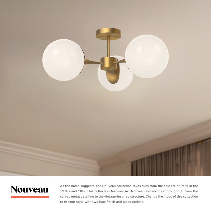 Nouveau 3 - Light Semi Flush Mount, Matte Black