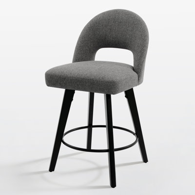 Tabouret de bar et de comptoir pivotant 26 po avec structure en bois massif