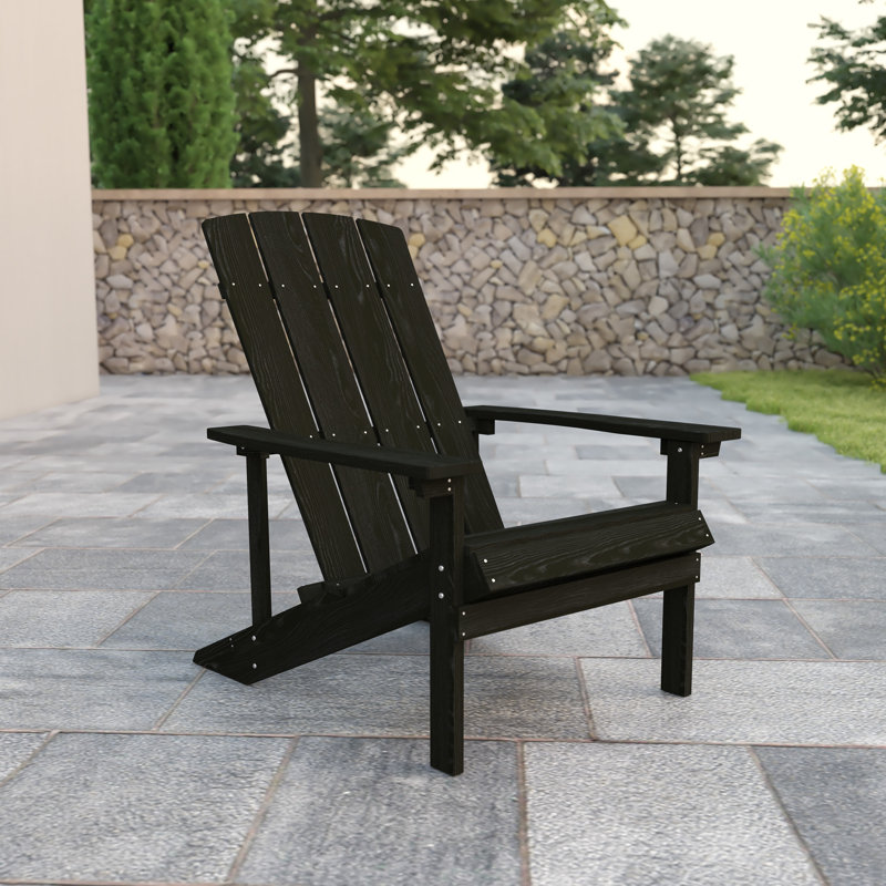 Commercial All-Weather Poly Resin Wood Adirondack Chair, Dark Gray
