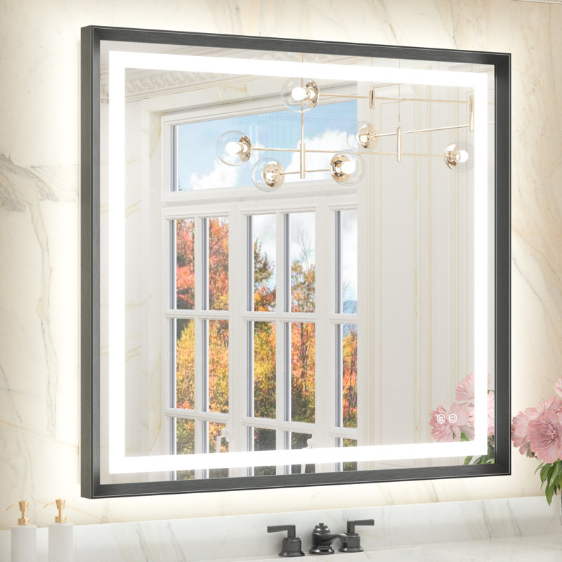 Super Bright Bathroom Vanity Mirror, LED Lighted Mirror with Frontlit & Backlit, 3 Color Temperature, 50000h Lifespan, Tempered Glass, Beveled Aluminum Alloy Frame